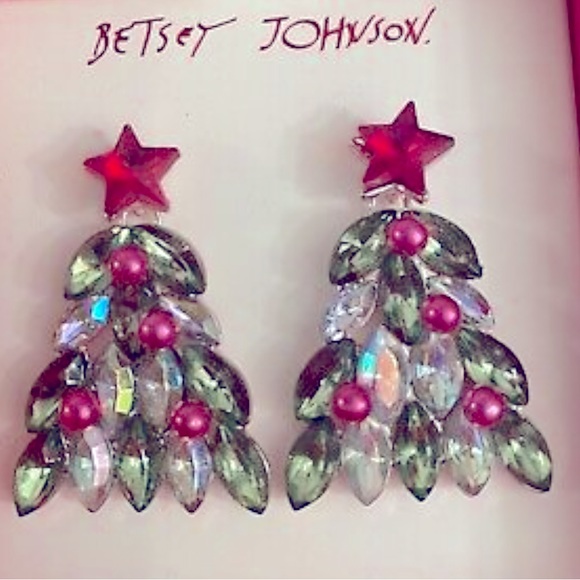 New BETSEY JOHNSON Christmas Tree Post Earrings - Picture 13 of 17